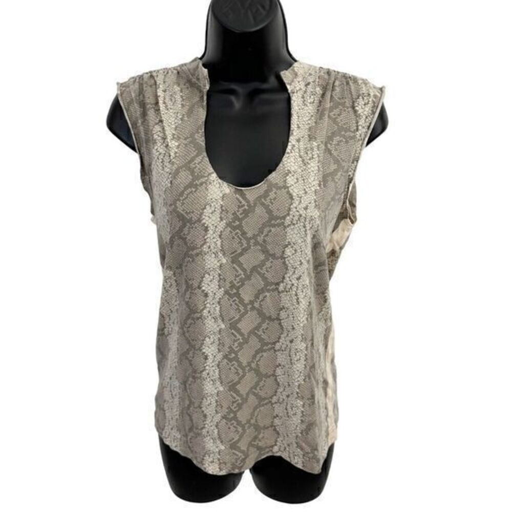 Marc Jacobs Snake Print Sleeveless Tank Top Cream Gray‎ Size Extra Small